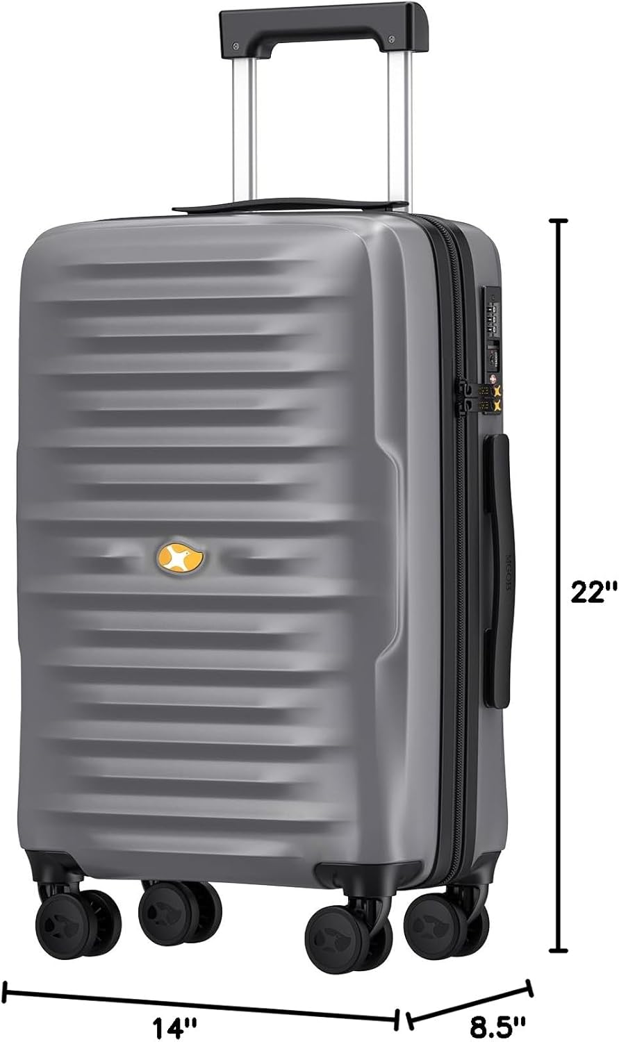 Carry On Luggage 22x14x9 Airline Approved, Hard Suitcases with Spinner Wheels, Polycarbonate Lightweight Luggage, TSA Approved, 20 Inch Carry-On, Blue