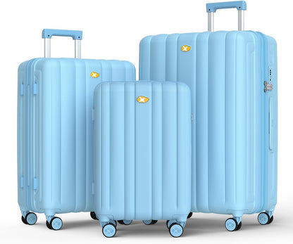 Carry On Luggage 22x14x9 Airline Approved, Hard Suitcases with Spinner Wheels, Polycarbonate Lightweight Luggage, TSA Approved, 20 Inch Carry-On, Blue