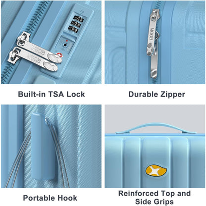 Carry On Luggage 22x14x9 Airline Approved, Hard Suitcases with Spinner Wheels, Polycarbonate Lightweight Luggage, TSA Approved, 20 Inch Carry-On, Blue