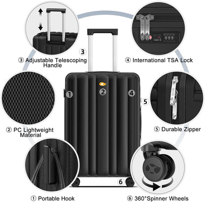 Carry On Luggage 22x14x9 Airline Approved, Hard Suitcases with Spinner Wheels, Polycarbonate Lightweight Luggage, TSA Approved, 20 Inch Carry-On, Blue
