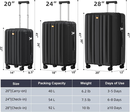 Carry On Luggage 22x14x9 Airline Approved, Hard Suitcases with Spinner Wheels, Polycarbonate Lightweight Luggage, TSA Approved, 20 Inch Carry-On, Blue