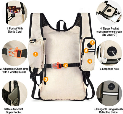 Seektop 15L Small Hiking Backpack for Women Men, Lightweight Hiking Packable Daypack with Phone Pocket for Travel Camping (Beige, 15L)
