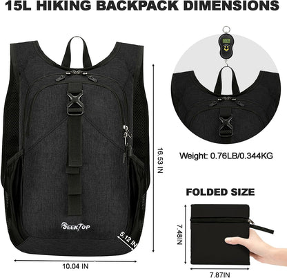 Seektop 15L Small Hiking Backpack for Women Men, Lightweight Hiking Packable Daypack with Phone Pocket for Travel Camping (Beige, 15L)
