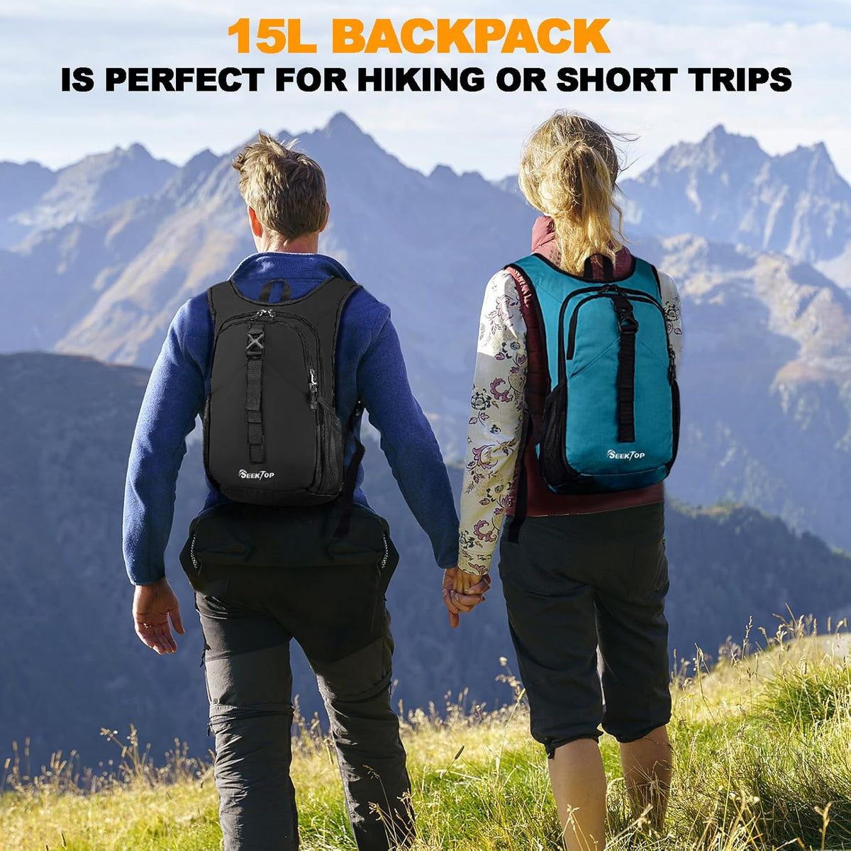 Seektop 15L Small Hiking Backpack for Women Men, Lightweight Hiking Packable Daypack with Phone Pocket for Travel Camping (Beige, 15L)