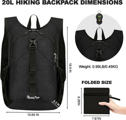 Seektop 15L Small Hiking Backpack for Women Men, Lightweight Hiking Packable Daypack with Phone Pocket for Travel Camping (Beige, 15L)