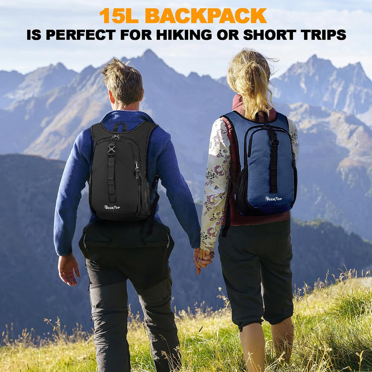 Seektop 15L Small Hiking Backpack for Women Men, Lightweight Hiking Packable Daypack with Phone Pocket for Travel Camping (Beige, 15L)
