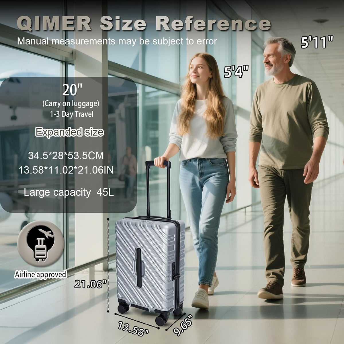20 Inch Expandable Carry On Luggage 22x14x9 Airline Approved, Gold | Spinner Wheels, 100% PC Hard Shell,TSA Lock, Smooth Rolling Wheels, Lightweight, Travel for Men and Women