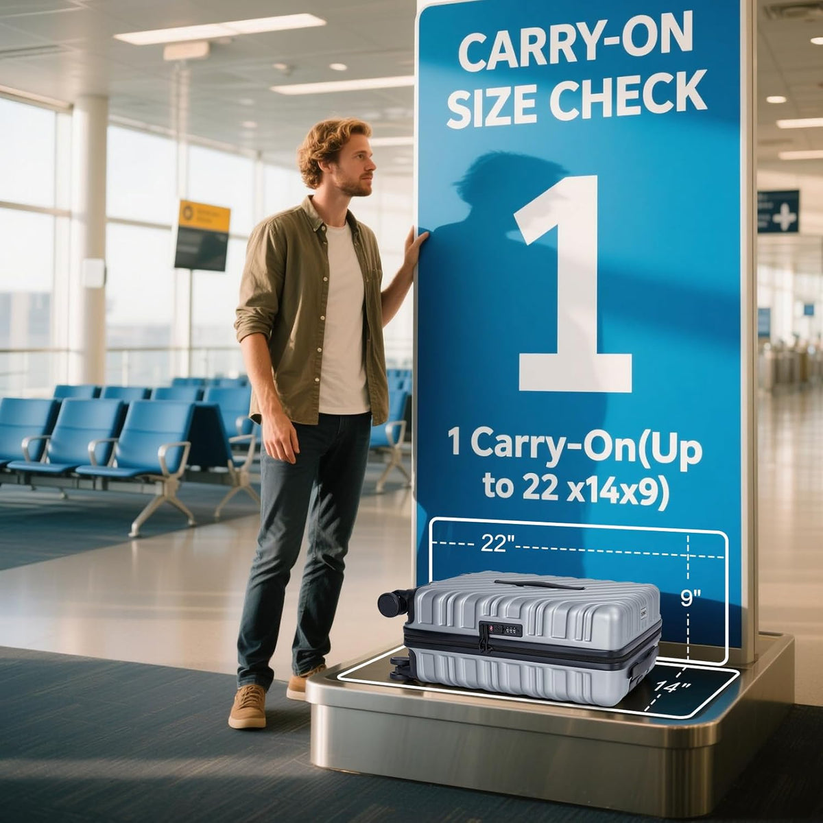 20 Inch Expandable Carry On Luggage 22x14x9 Airline Approved, Gold | Spinner Wheels, 100% PC Hard Shell,TSA Lock, Smooth Rolling Wheels, Lightweight, Travel for Men and Women
