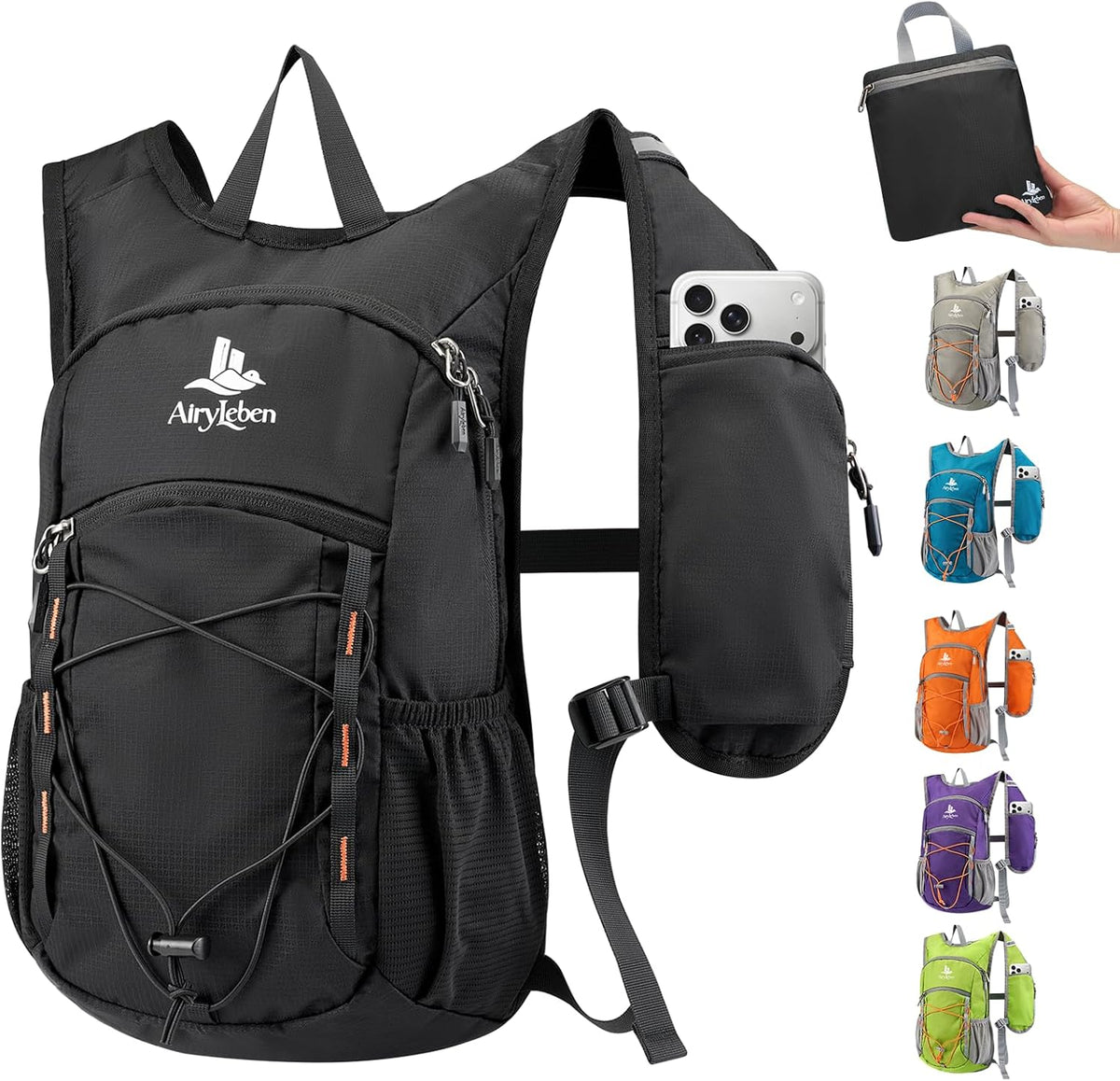 14L Small Hiking Backpack,Lightweight Packable Travel Daypack for Men Women | Quick Phone Pocket, Breathable Material, Water Resistant, Adjustable Straps, Emergency Whistle, Commuting Cycling