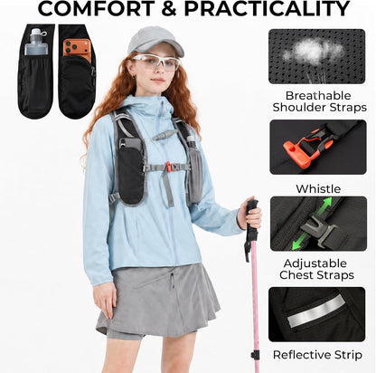 14L Small Hiking Backpack,Lightweight Packable Travel Daypack for Men Women | Quick Phone Pocket, Breathable Material, Water Resistant, Adjustable Straps, Emergency Whistle, Commuting Cycling