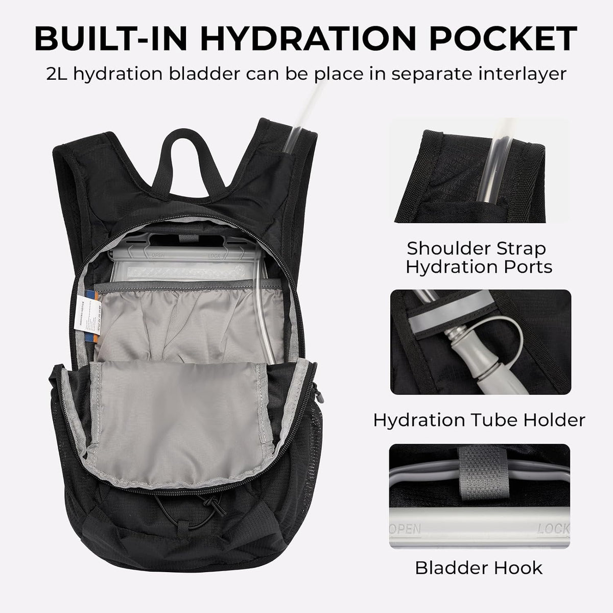 14L Small Hiking Backpack,Lightweight Packable Travel Daypack for Men Women | Quick Phone Pocket, Breathable Material, Water Resistant, Adjustable Straps, Emergency Whistle, Commuting Cycling