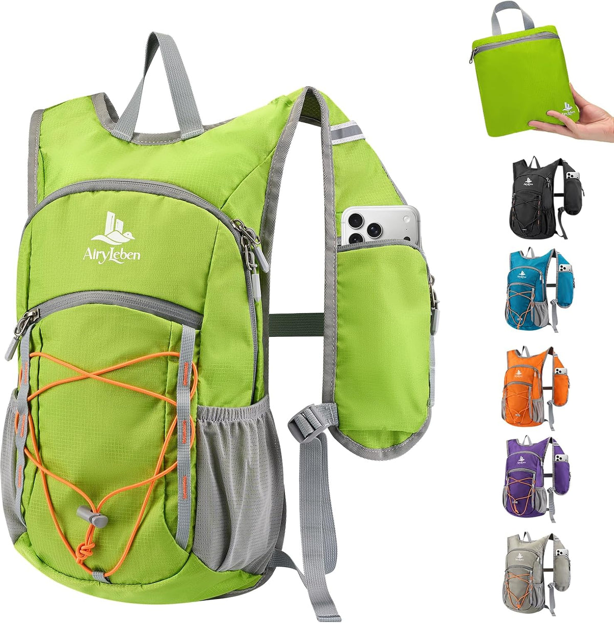 14L Small Hiking Backpack,Lightweight Packable Travel Daypack for Men Women | Quick Phone Pocket, Breathable Material, Water Resistant, Adjustable Straps, Emergency Whistle, Commuting Cycling