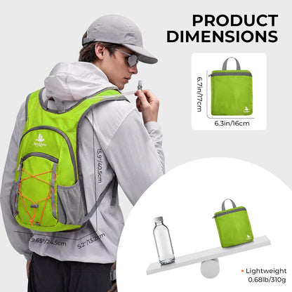 14L Small Hiking Backpack,Lightweight Packable Travel Daypack for Men Women | Quick Phone Pocket, Breathable Material, Water Resistant, Adjustable Straps, Emergency Whistle, Commuting Cycling