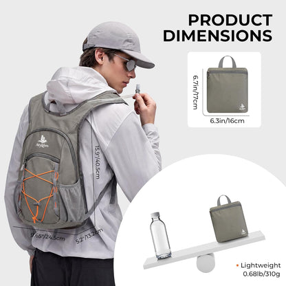 14L Small Hiking Backpack,Lightweight Packable Travel Daypack for Men Women | Quick Phone Pocket, Breathable Material, Water Resistant, Adjustable Straps, Emergency Whistle, Commuting Cycling
