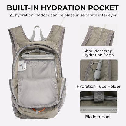 14L Small Hiking Backpack,Lightweight Packable Travel Daypack for Men Women | Quick Phone Pocket, Breathable Material, Water Resistant, Adjustable Straps, Emergency Whistle, Commuting Cycling