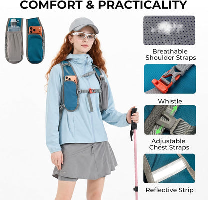 14L Small Hiking Backpack,Lightweight Packable Travel Daypack for Men Women | Quick Phone Pocket, Breathable Material, Water Resistant, Adjustable Straps, Emergency Whistle, Commuting Cycling