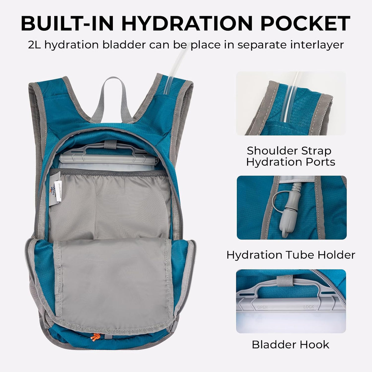 14L Small Hiking Backpack,Lightweight Packable Travel Daypack for Men Women | Quick Phone Pocket, Breathable Material, Water Resistant, Adjustable Straps, Emergency Whistle, Commuting Cycling