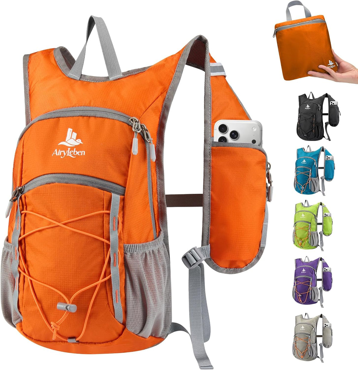 14L Small Hiking Backpack,Lightweight Packable Travel Daypack for Men Women | Quick Phone Pocket, Breathable Material, Water Resistant, Adjustable Straps, Emergency Whistle, Commuting Cycling