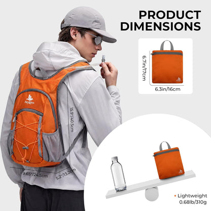 14L Small Hiking Backpack,Lightweight Packable Travel Daypack for Men Women | Quick Phone Pocket, Breathable Material, Water Resistant, Adjustable Straps, Emergency Whistle, Commuting Cycling