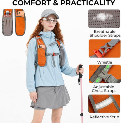 14L Small Hiking Backpack,Lightweight Packable Travel Daypack for Men Women | Quick Phone Pocket, Breathable Material, Water Resistant, Adjustable Straps, Emergency Whistle, Commuting Cycling