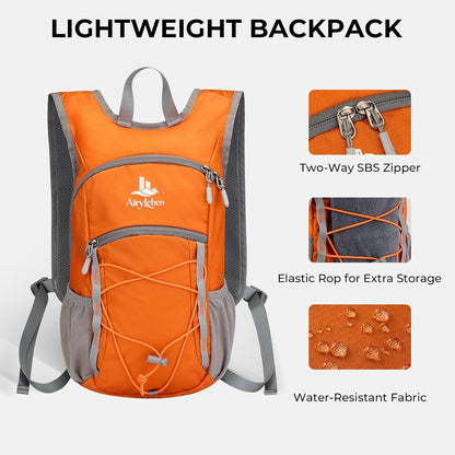 14L Small Hiking Backpack,Lightweight Packable Travel Daypack for Men Women | Quick Phone Pocket, Breathable Material, Water Resistant, Adjustable Straps, Emergency Whistle, Commuting Cycling