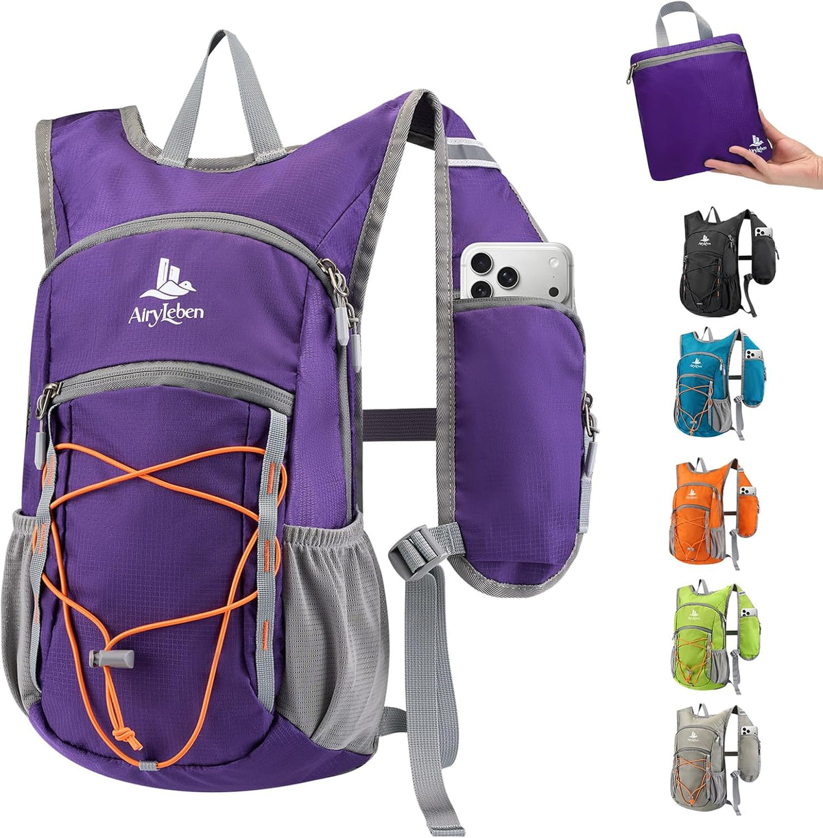 14L Small Hiking Backpack,Lightweight Packable Travel Daypack for Men Women | Quick Phone Pocket, Breathable Material, Water Resistant, Adjustable Straps, Emergency Whistle, Commuting Cycling