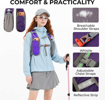 14L Small Hiking Backpack,Lightweight Packable Travel Daypack for Men Women | Quick Phone Pocket, Breathable Material, Water Resistant, Adjustable Straps, Emergency Whistle, Commuting Cycling