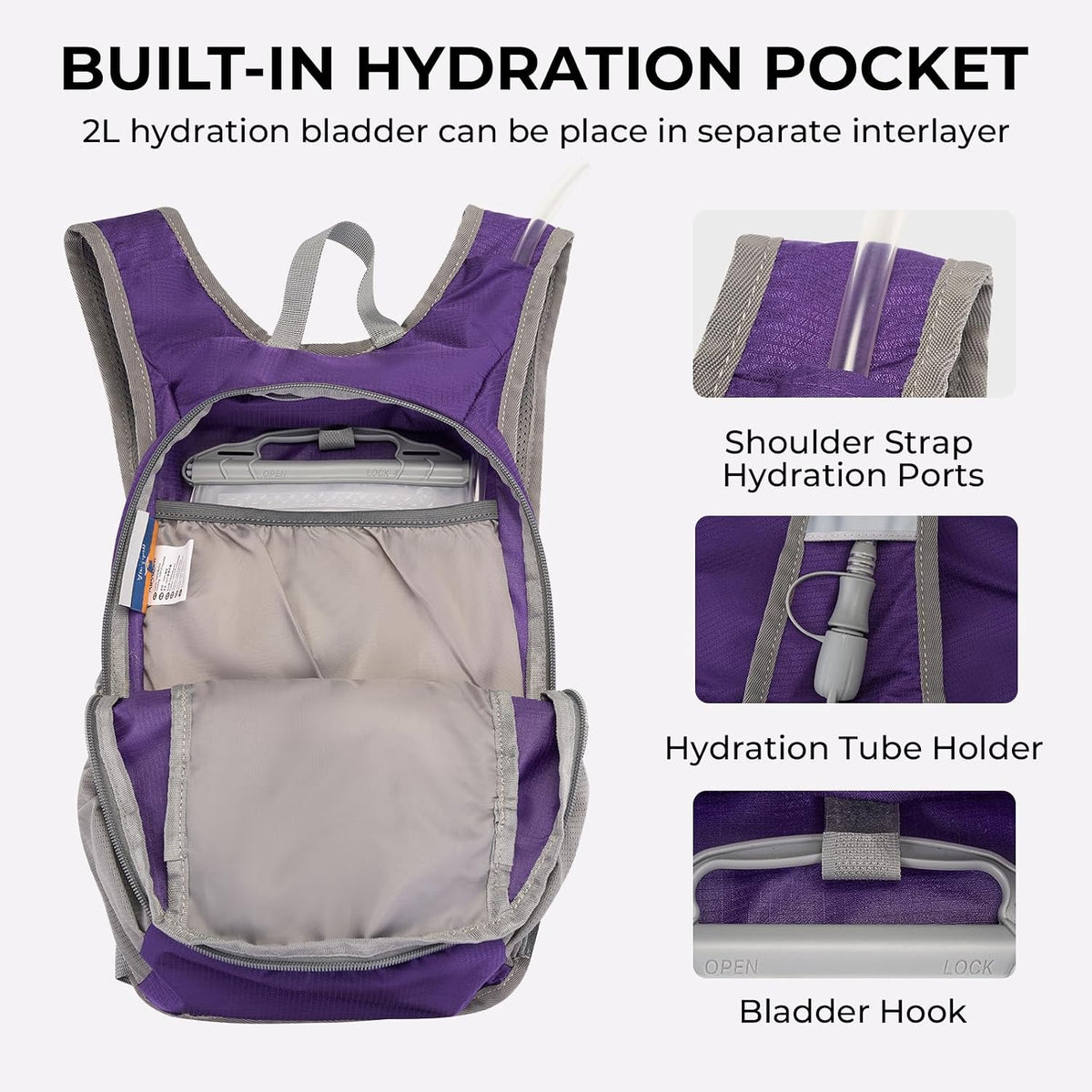 14L Small Hiking Backpack,Lightweight Packable Travel Daypack for Men Women | Quick Phone Pocket, Breathable Material, Water Resistant, Adjustable Straps, Emergency Whistle, Commuting Cycling