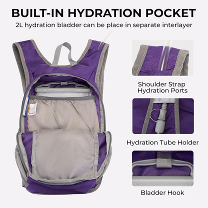 14L Small Hiking Backpack,Lightweight Packable Travel Daypack for Men Women | Quick Phone Pocket, Breathable Material, Water Resistant, Adjustable Straps, Emergency Whistle, Commuting Cycling
