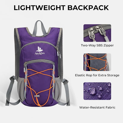 14L Small Hiking Backpack,Lightweight Packable Travel Daypack for Men Women | Quick Phone Pocket, Breathable Material, Water Resistant, Adjustable Straps, Emergency Whistle, Commuting Cycling
