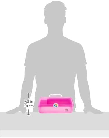 On-The-Go Girl Makeup Box, Hot Pink Sparkle, Hard Plastic Makeup Organizer Box, Built-In Mirror, Secure Latch for Safe Travel, Spacious Storage for Large Items
