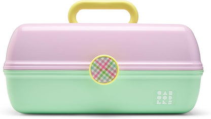 On-The-Go Girl Makeup Box, Hot Pink Sparkle, Hard Plastic Makeup Organizer Box, Built-In Mirror, Secure Latch for Safe Travel, Spacious Storage for Large Items