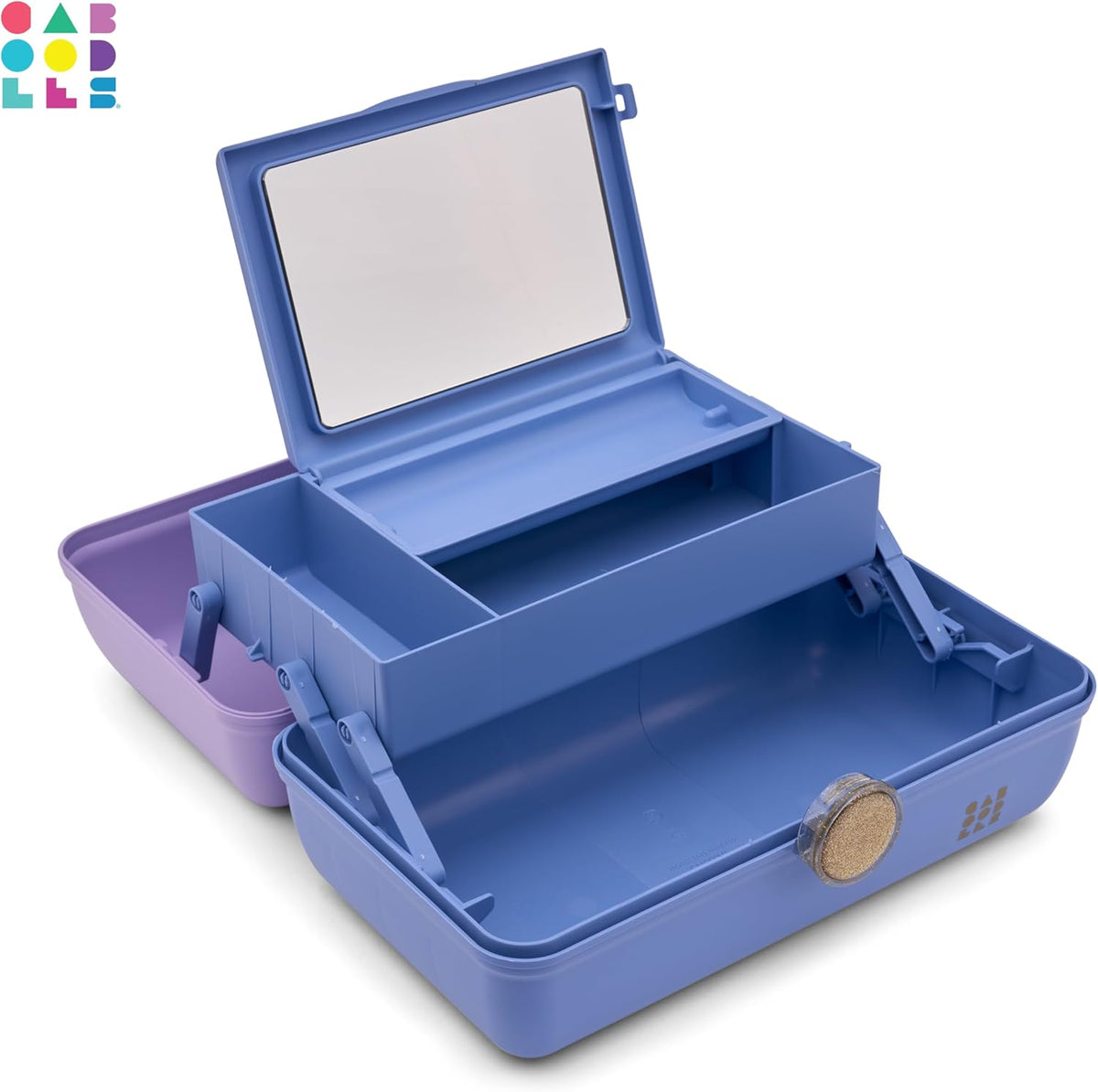 On-The-Go Girl Makeup Box, Hot Pink Sparkle, Hard Plastic Makeup Organizer Box, Built-In Mirror, Secure Latch for Safe Travel, Spacious Storage for Large Items