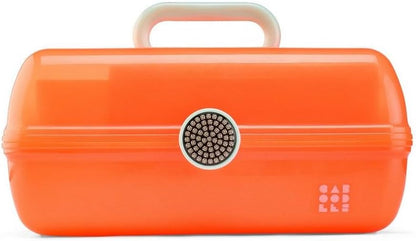 On-The-Go Girl Makeup Box, Hot Pink Sparkle, Hard Plastic Makeup Organizer Box, Built-In Mirror, Secure Latch for Safe Travel, Spacious Storage for Large Items
