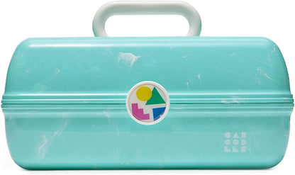 On-The-Go Girl Makeup Box, Hot Pink Sparkle, Hard Plastic Makeup Organizer Box, Built-In Mirror, Secure Latch for Safe Travel, Spacious Storage for Large Items