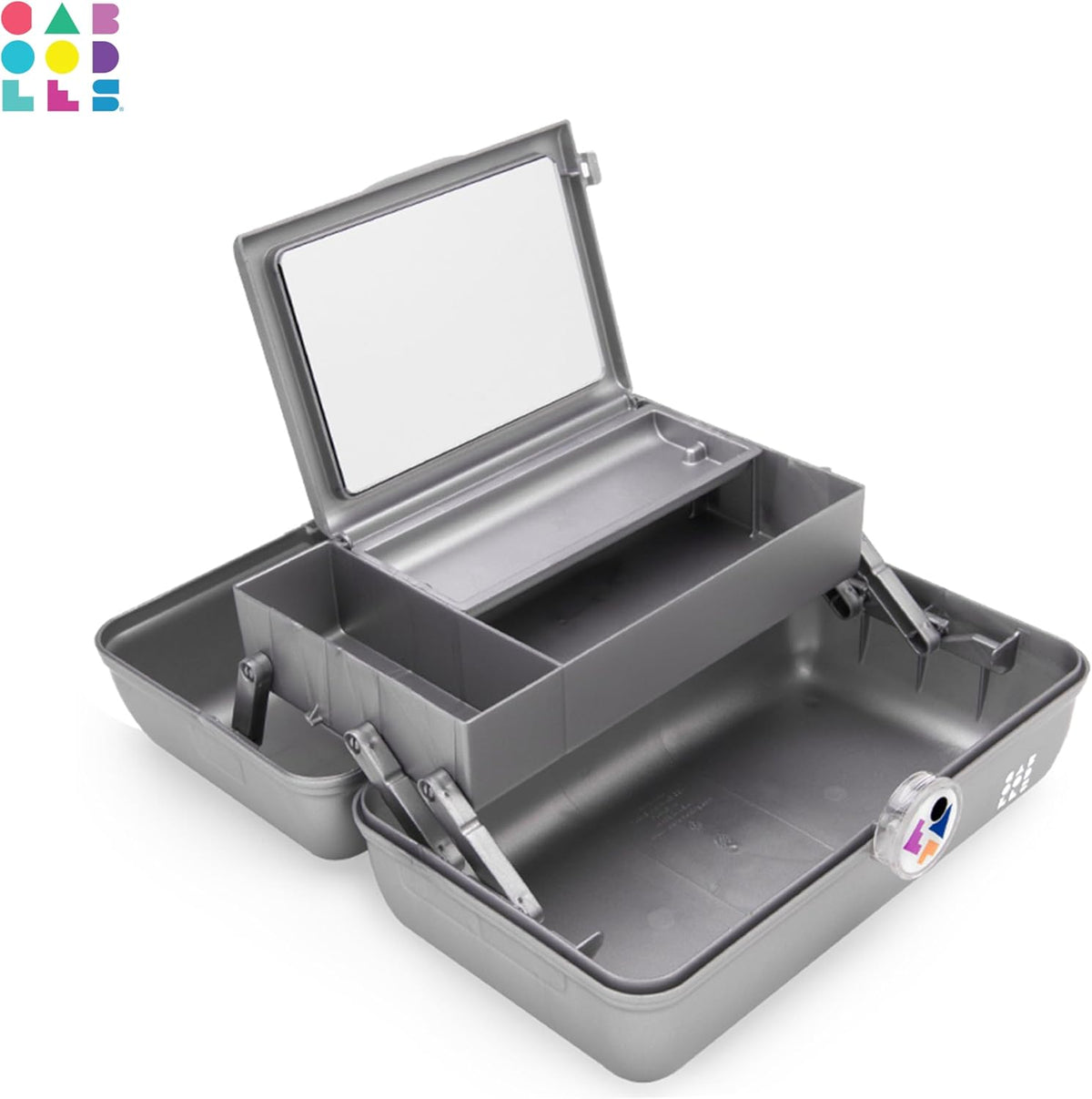 On-The-Go Girl Makeup Box, Hot Pink Sparkle, Hard Plastic Makeup Organizer Box, Built-In Mirror, Secure Latch for Safe Travel, Spacious Storage for Large Items