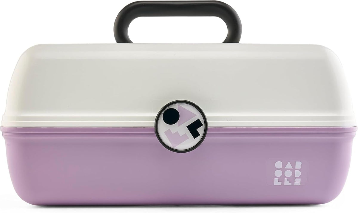 On-The-Go Girl Makeup Box, Hot Pink Sparkle, Hard Plastic Makeup Organizer Box, Built-In Mirror, Secure Latch for Safe Travel, Spacious Storage for Large Items