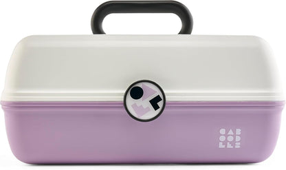 On-The-Go Girl Makeup Box, Hot Pink Sparkle, Hard Plastic Makeup Organizer Box, Built-In Mirror, Secure Latch for Safe Travel, Spacious Storage for Large Items