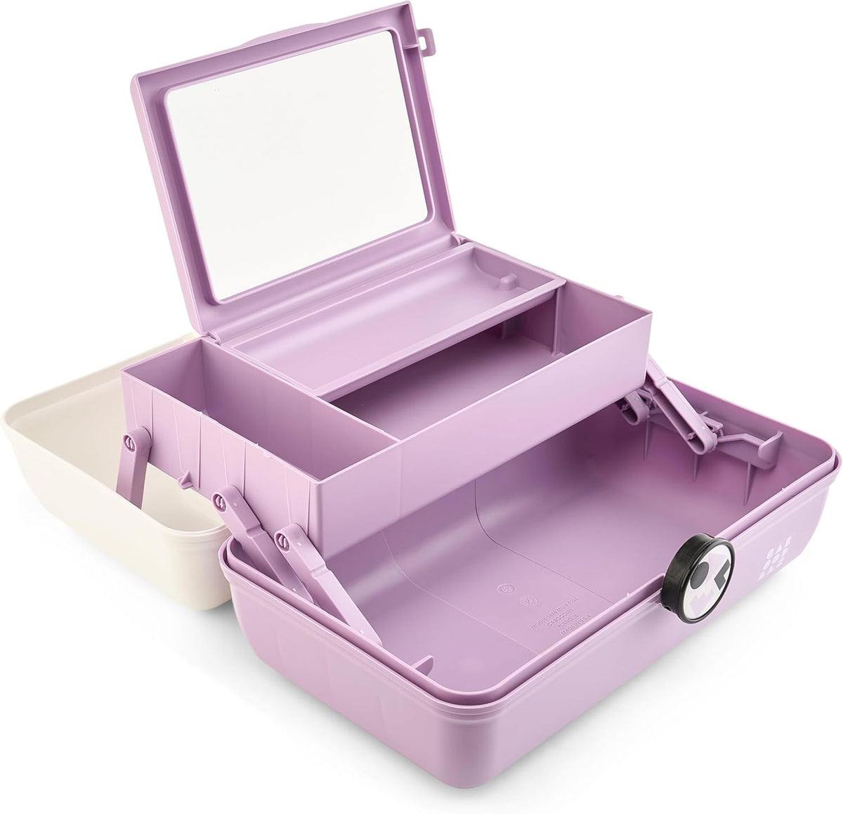 On-The-Go Girl Makeup Box, Hot Pink Sparkle, Hard Plastic Makeup Organizer Box, Built-In Mirror, Secure Latch for Safe Travel, Spacious Storage for Large Items