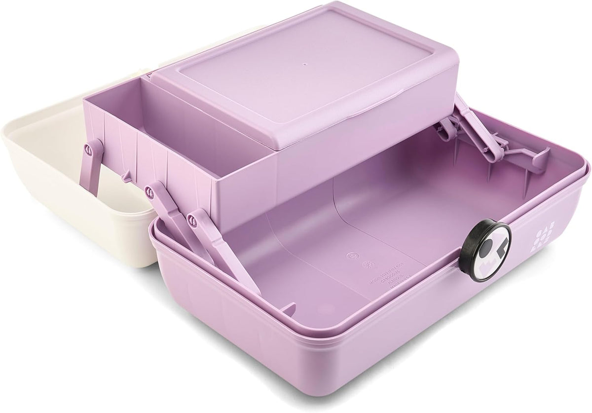 On-The-Go Girl Makeup Box, Hot Pink Sparkle, Hard Plastic Makeup Organizer Box, Built-In Mirror, Secure Latch for Safe Travel, Spacious Storage for Large Items
