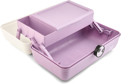 On-The-Go Girl Makeup Box, Hot Pink Sparkle, Hard Plastic Makeup Organizer Box, Built-In Mirror, Secure Latch for Safe Travel, Spacious Storage for Large Items
