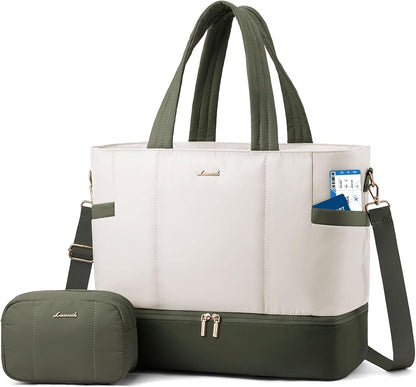Travel Duffle Bag, Puffer Weekender Bags for Women with Shoe Compartment, Carry On Overnight Hospital Bag, Gym Tote