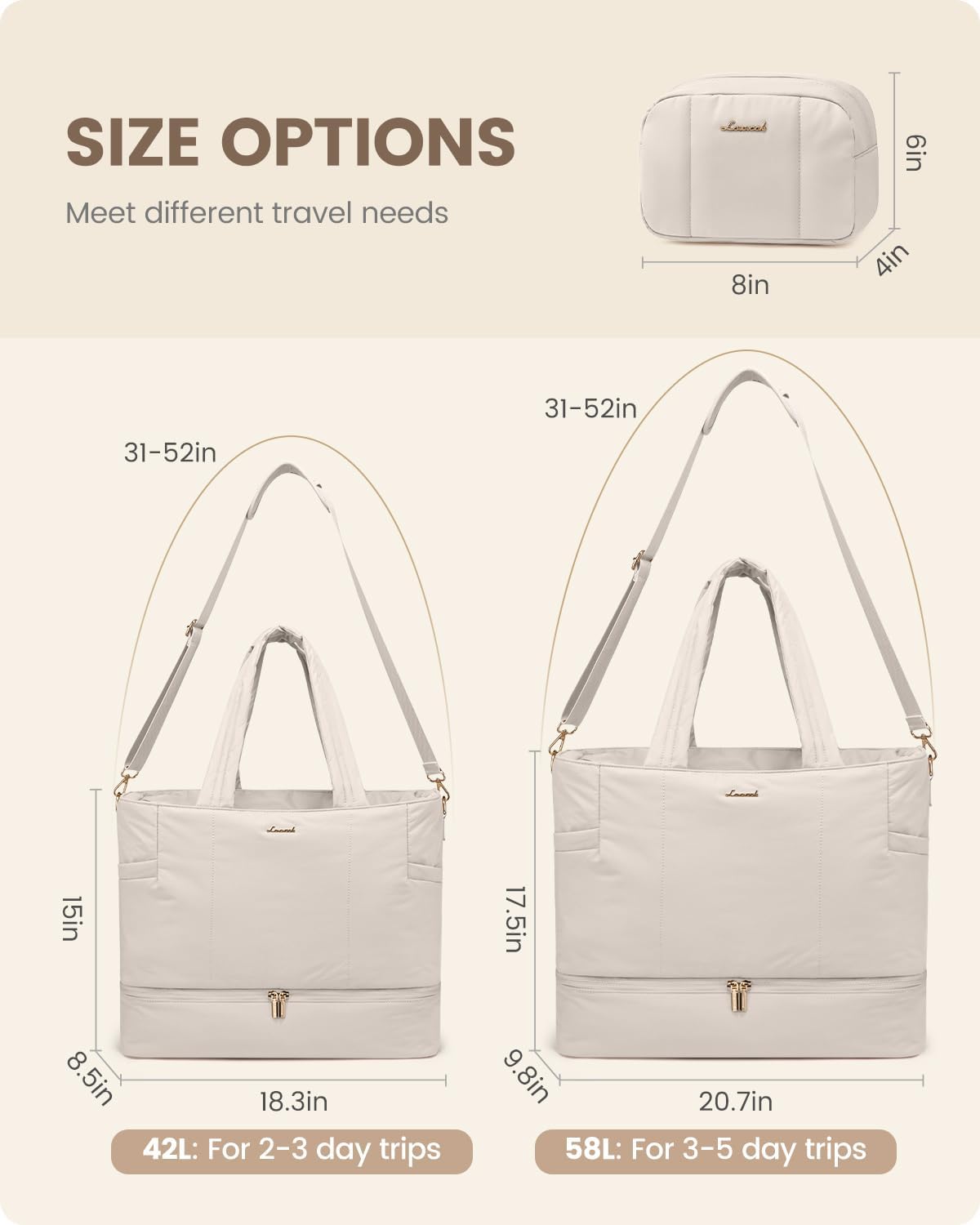 Travel Duffle Bag, Puffer Weekender Bags for Women with Shoe Compartment, Carry On Overnight Hospital Bag, Gym Tote