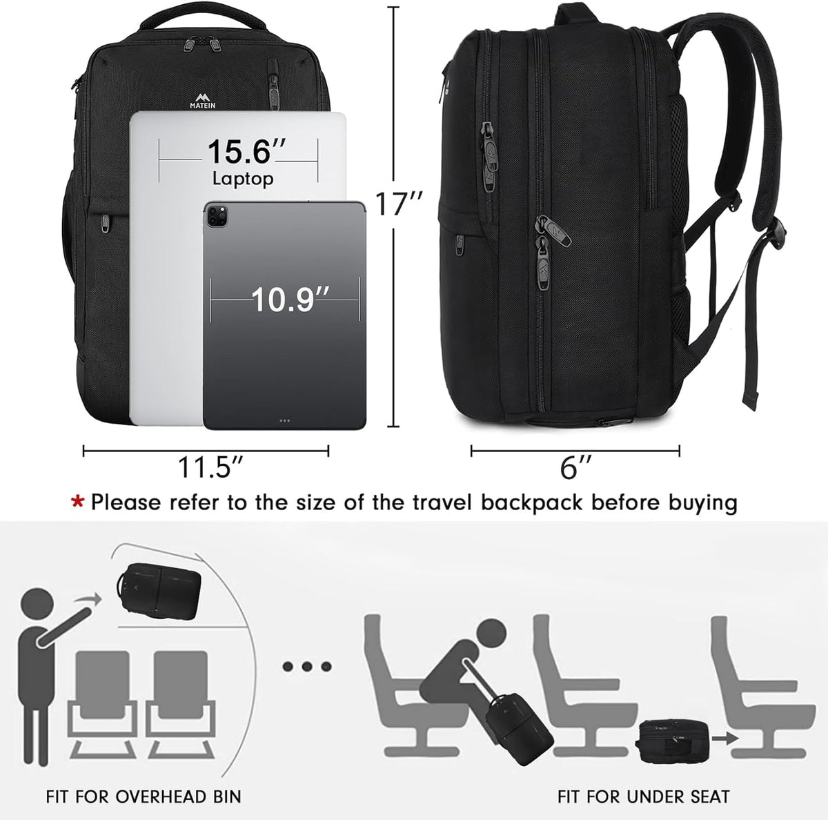 Carry on Travel Laptop Backpack, Large Personal Item Travel Backpack | Flight Approved, Shoe Compartment, Water Resistant, Weekender Overnight Bag, Fit 17 Inch Laptop, Green