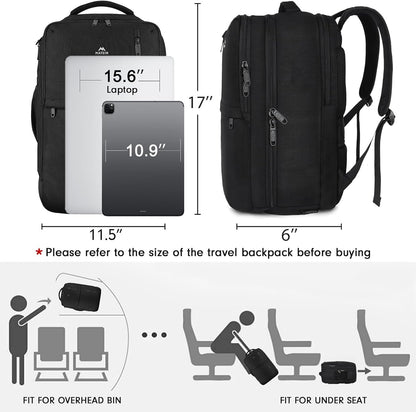 Carry on Travel Laptop Backpack, Large Personal Item Travel Backpack | Flight Approved, Shoe Compartment, Water Resistant, Weekender Overnight Bag, Fit 17 Inch Laptop, Green