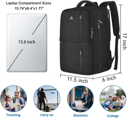 Carry on Travel Laptop Backpack, Large Personal Item Travel Backpack | Flight Approved, Shoe Compartment, Water Resistant, Weekender Overnight Bag, Fit 17 Inch Laptop, Green