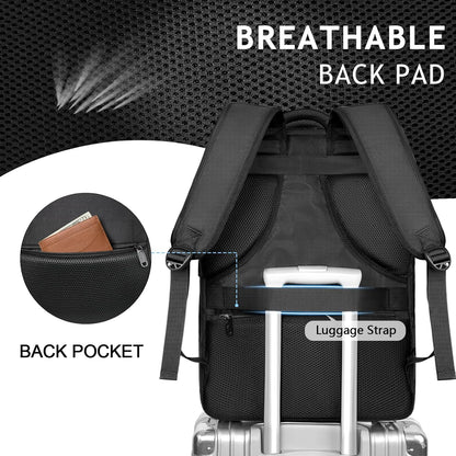 Carry on Travel Laptop Backpack, Large Personal Item Travel Backpack | Flight Approved, Shoe Compartment, Water Resistant, Weekender Overnight Bag, Fit 17 Inch Laptop, Green