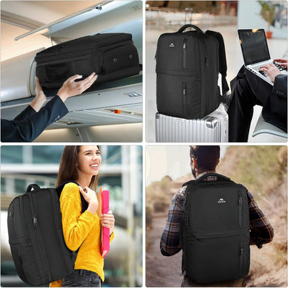 Carry on Travel Laptop Backpack, Large Personal Item Travel Backpack | Flight Approved, Shoe Compartment, Water Resistant, Weekender Overnight Bag, Fit 17 Inch Laptop, Green