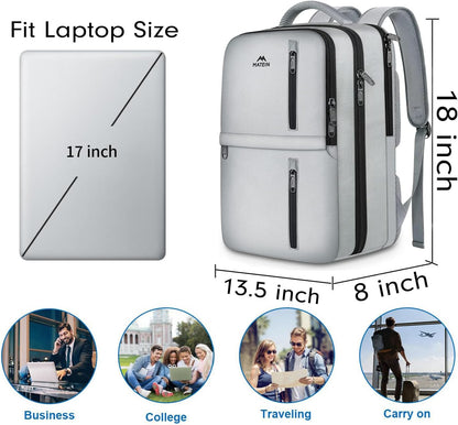 Carry on Travel Laptop Backpack, Large Personal Item Travel Backpack | Flight Approved, Shoe Compartment, Water Resistant, Weekender Overnight Bag, Fit 17 Inch Laptop, Green