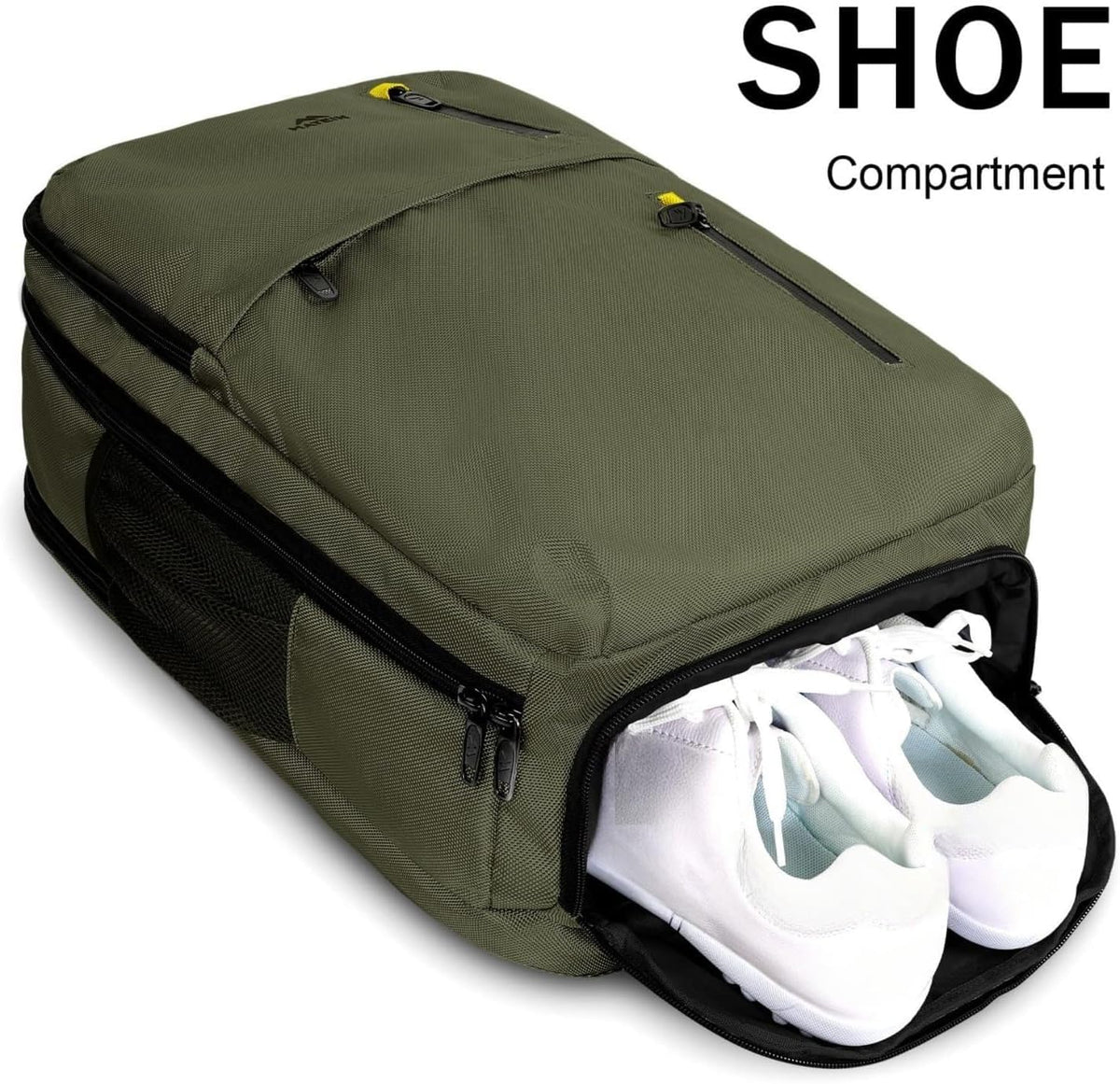 Carry on Travel Laptop Backpack, Large Personal Item Travel Backpack | Flight Approved, Shoe Compartment, Water Resistant, Weekender Overnight Bag, Fit 17 Inch Laptop, Green